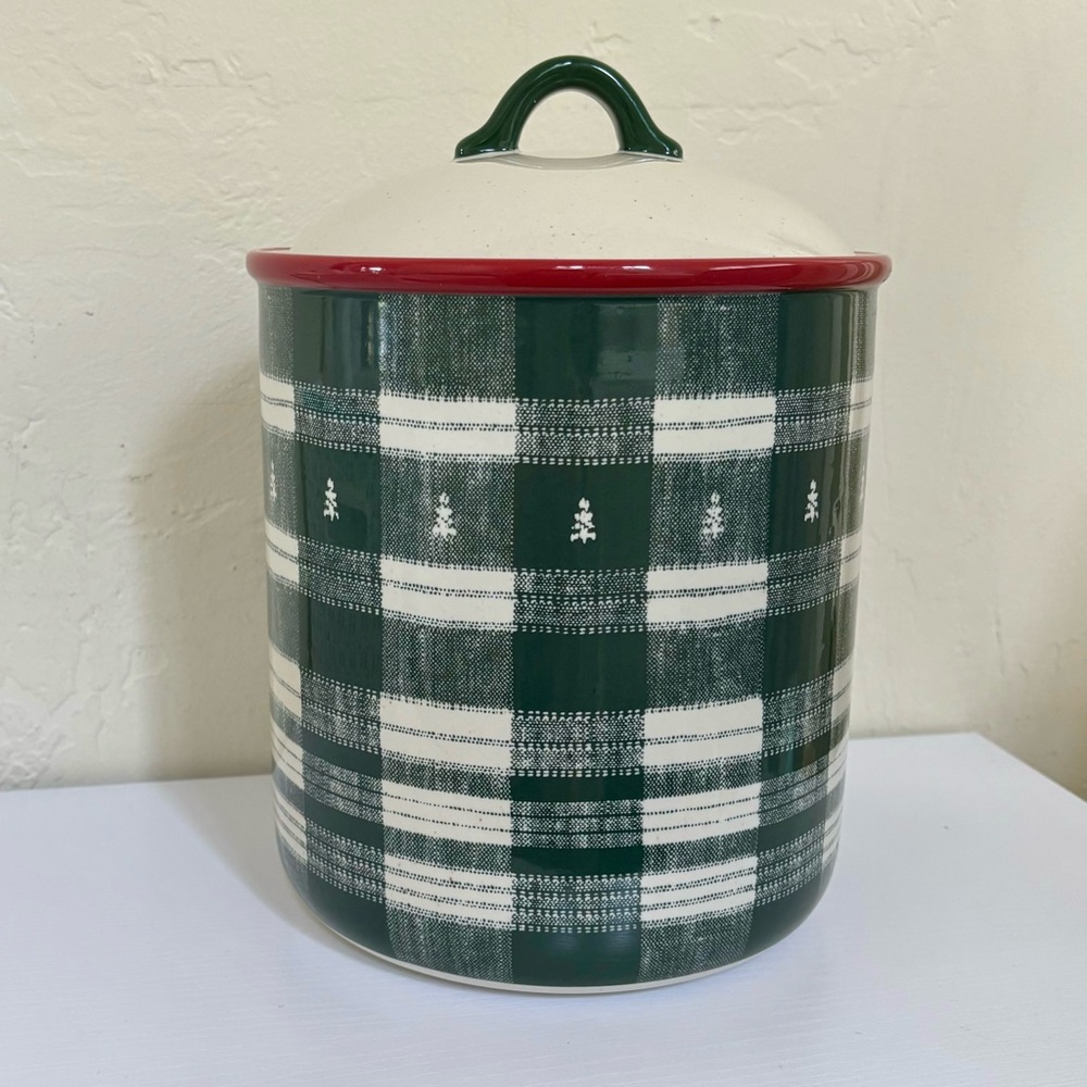Hearth & Hand with Magnolia Green Plaid Stoneware Reactive Glaze Cookie Jar NWT